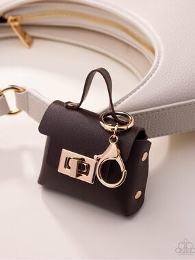 Paparazzi Mini Leather Purse Keychain with Gold Hardware